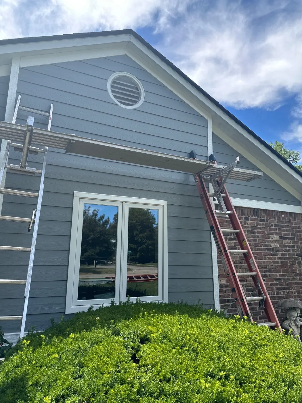Storm damage documentation on a Mount Comfort commercial building
